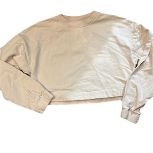 H& M cropped sweatshirt cream size xs